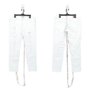 House of CB Women 34 Siren Jeans White Low Rise Distressed Ripped Skinny Denim